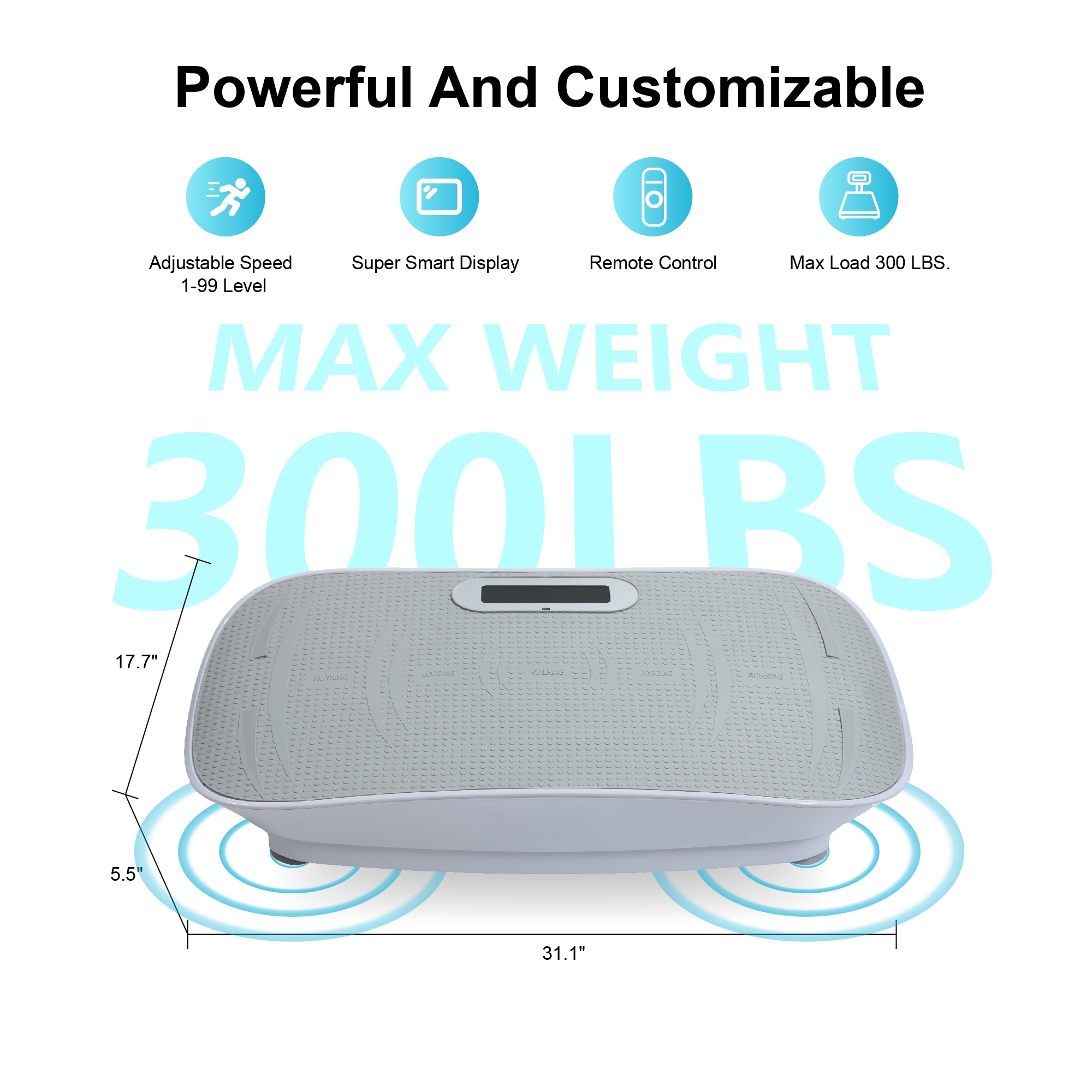 Full Body Vibration Platform Crazy Fitness Massage 10-Frequency Weight Loss & Fat Burner Shaking Machine For Unisex Grey 034_voghion.com